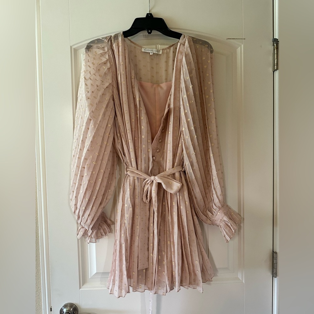 Vici Pink and Gold Jumpsuit with Sheer Sleeves